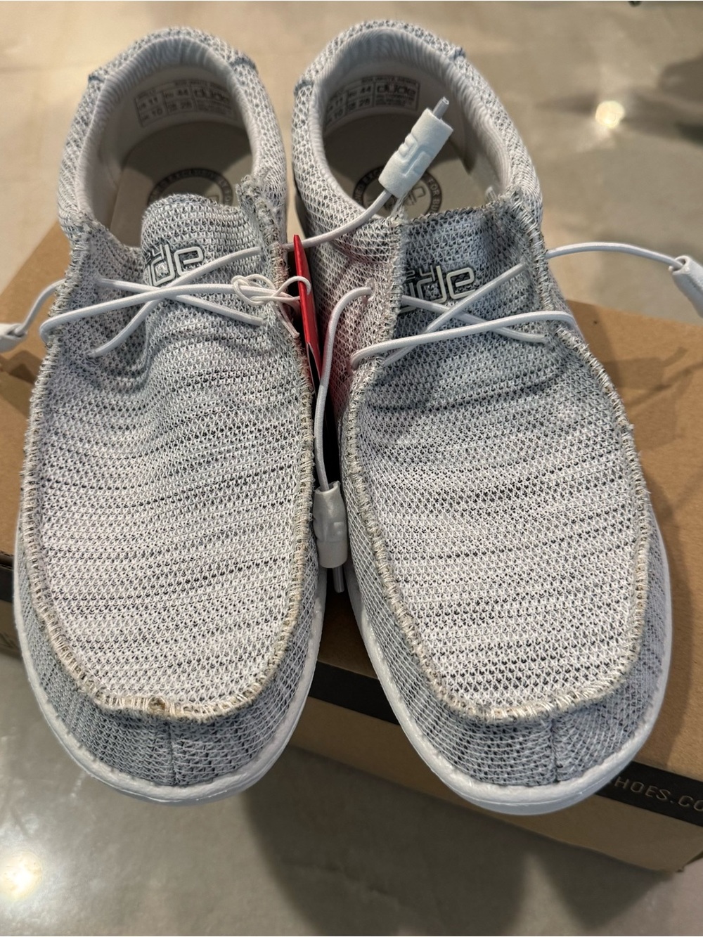 Hey Dude Light Gray Knit Slip-On Loafers